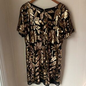 One of a Kind Sample Elegant Black and Gold Sequin Dress